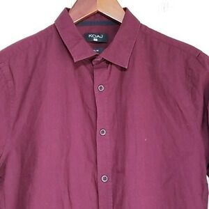 KOAJ Dress Shirt Mens Small Red Solid Slim Fit Button Front Long Sleeve Woven